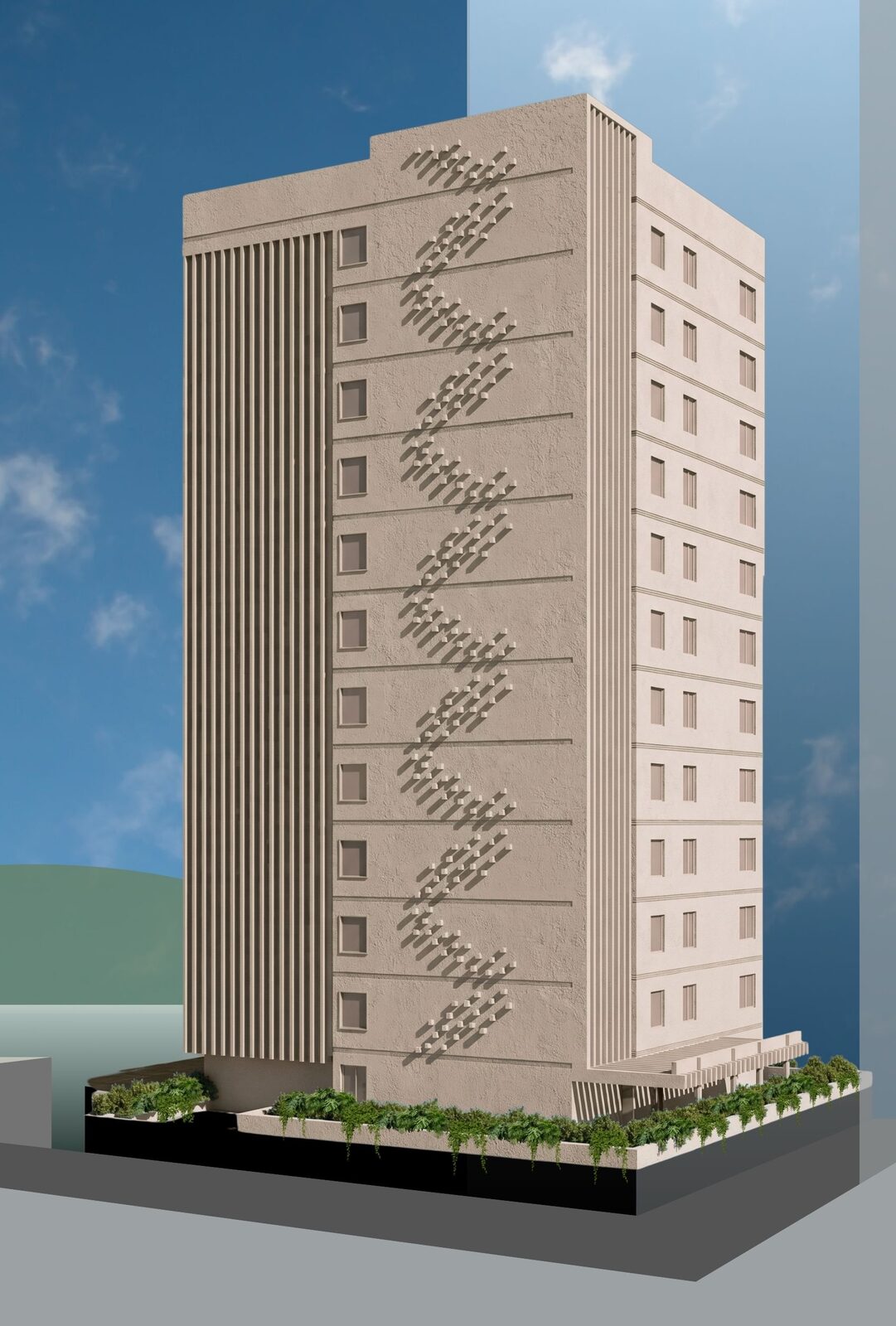 The Todd, Bowen Hills Hotel — concept render, rear elevation