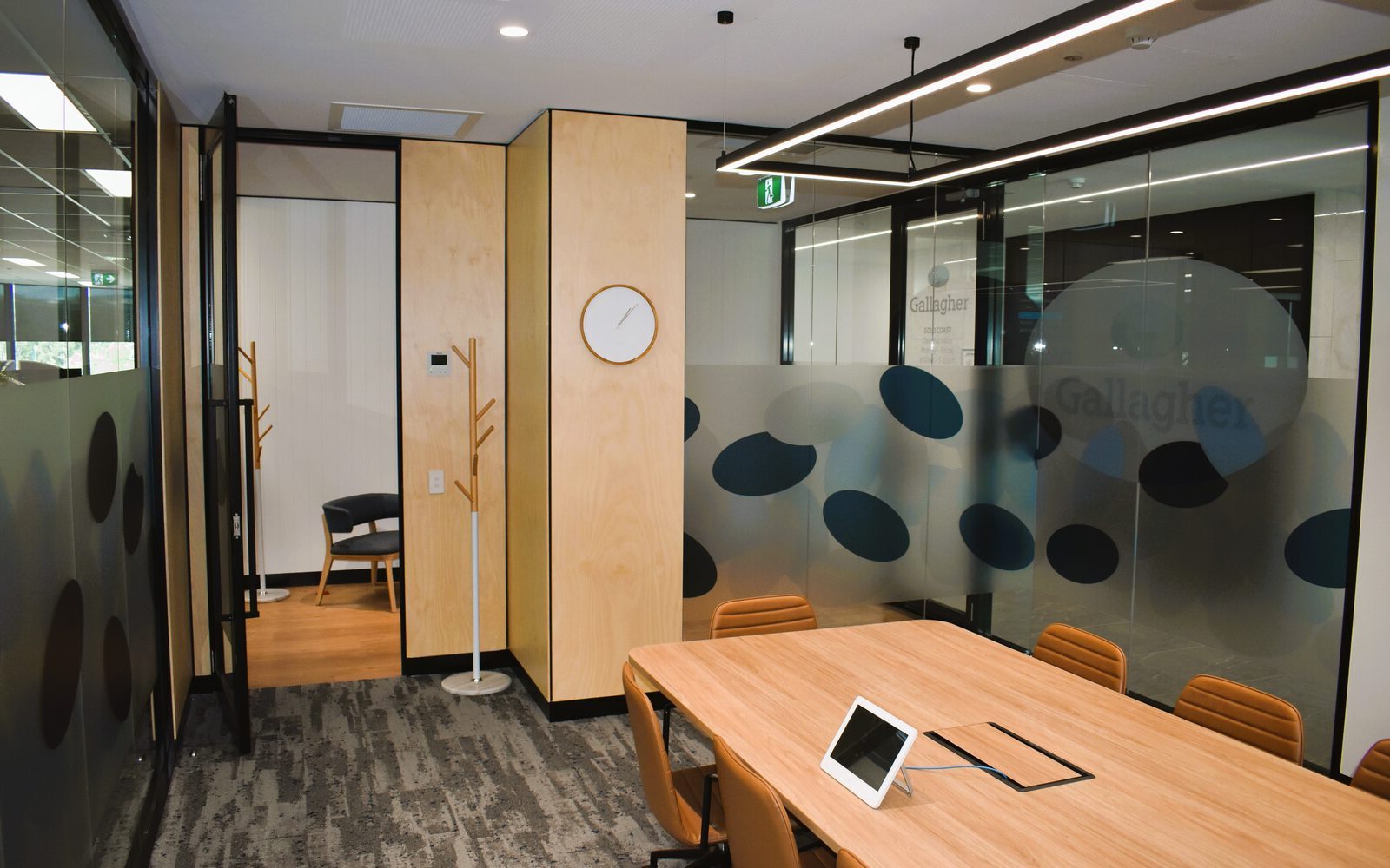 Gallaghers Gold Coast — boardroom with branded glass partition
