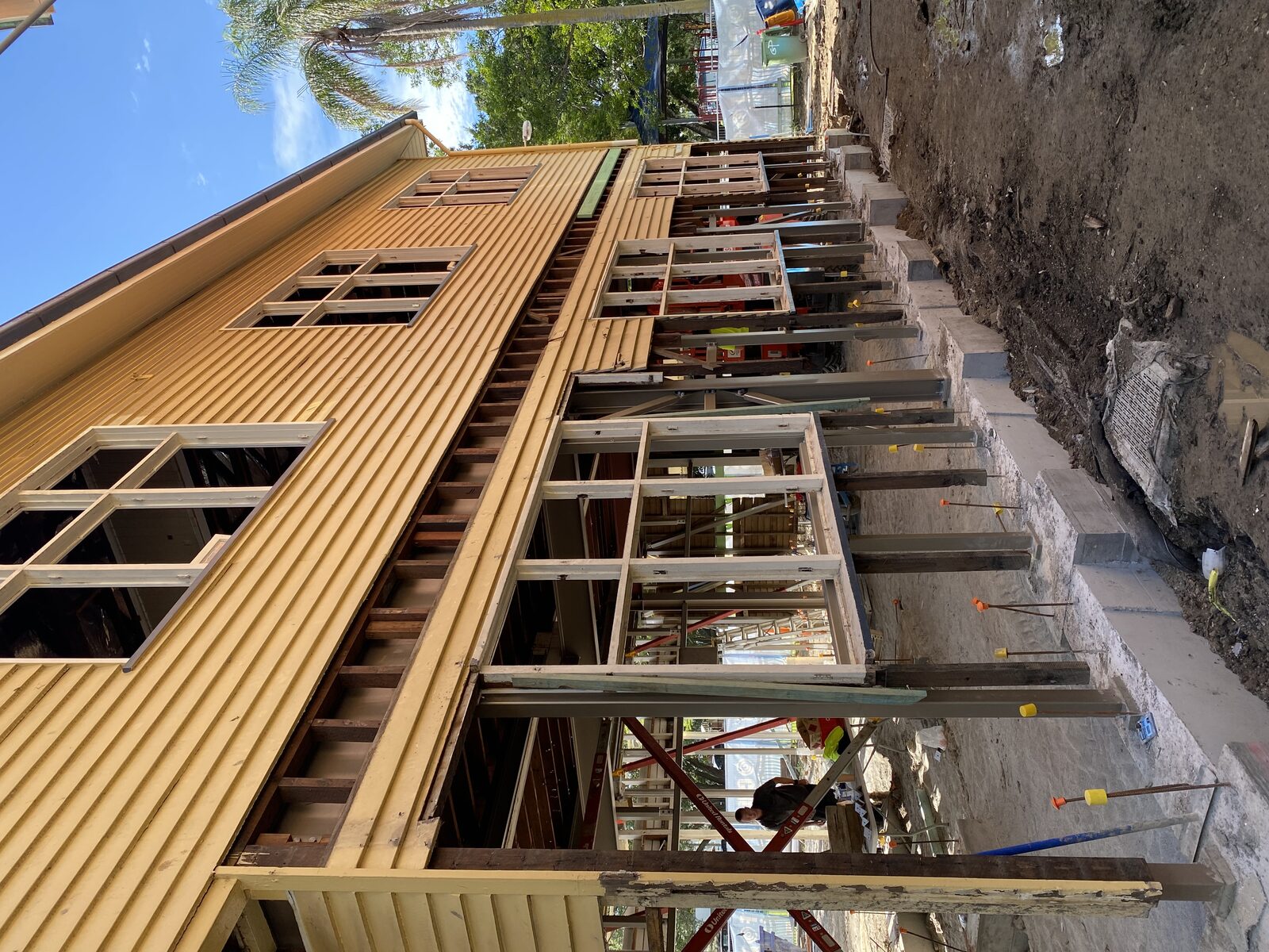 Milton SS B Block — building on temporary steel supports