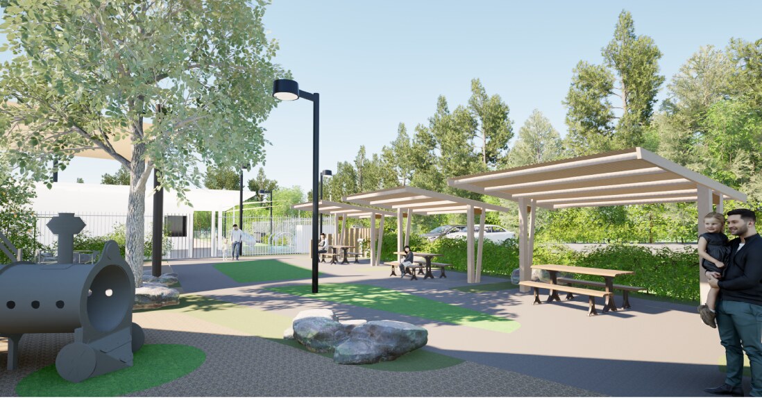 Mudgeeraba Aquatic Centre — community play area, concept render