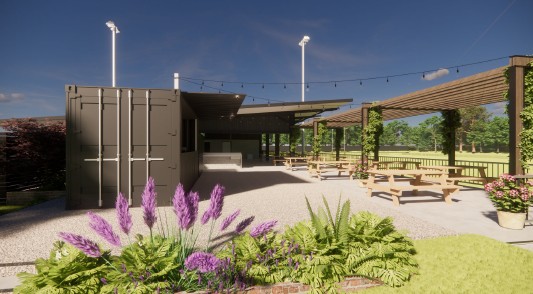 Sunnybank Rugby — outdoor deck and bar render